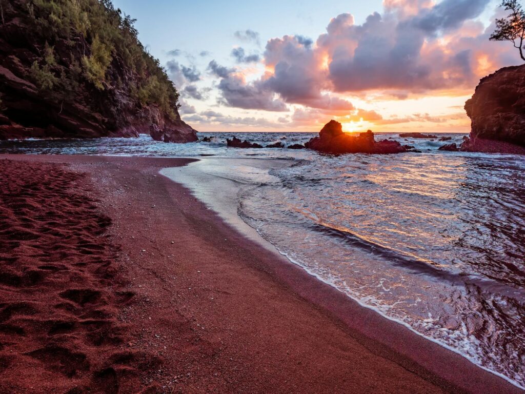 shore during sunset